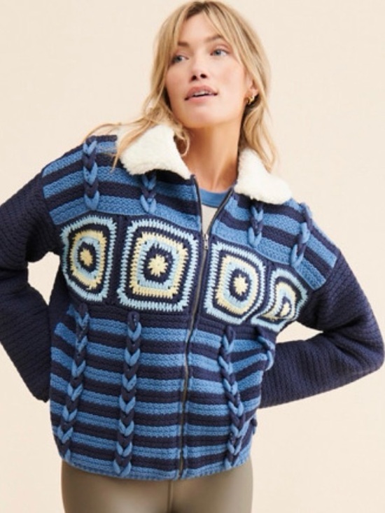 Free People Sweaters - Free People Moon river Crochet jacket. NWT. Blue